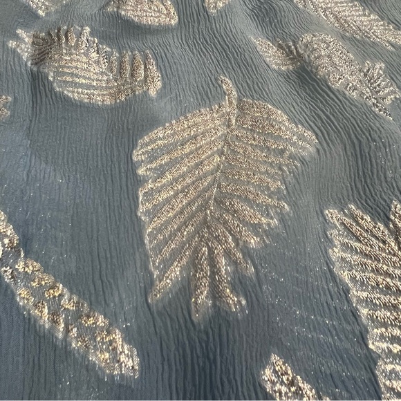 Rixo Blue Silver Thread Fern Top Blouse Long Sleeve Shirt - Picture 7 of 8